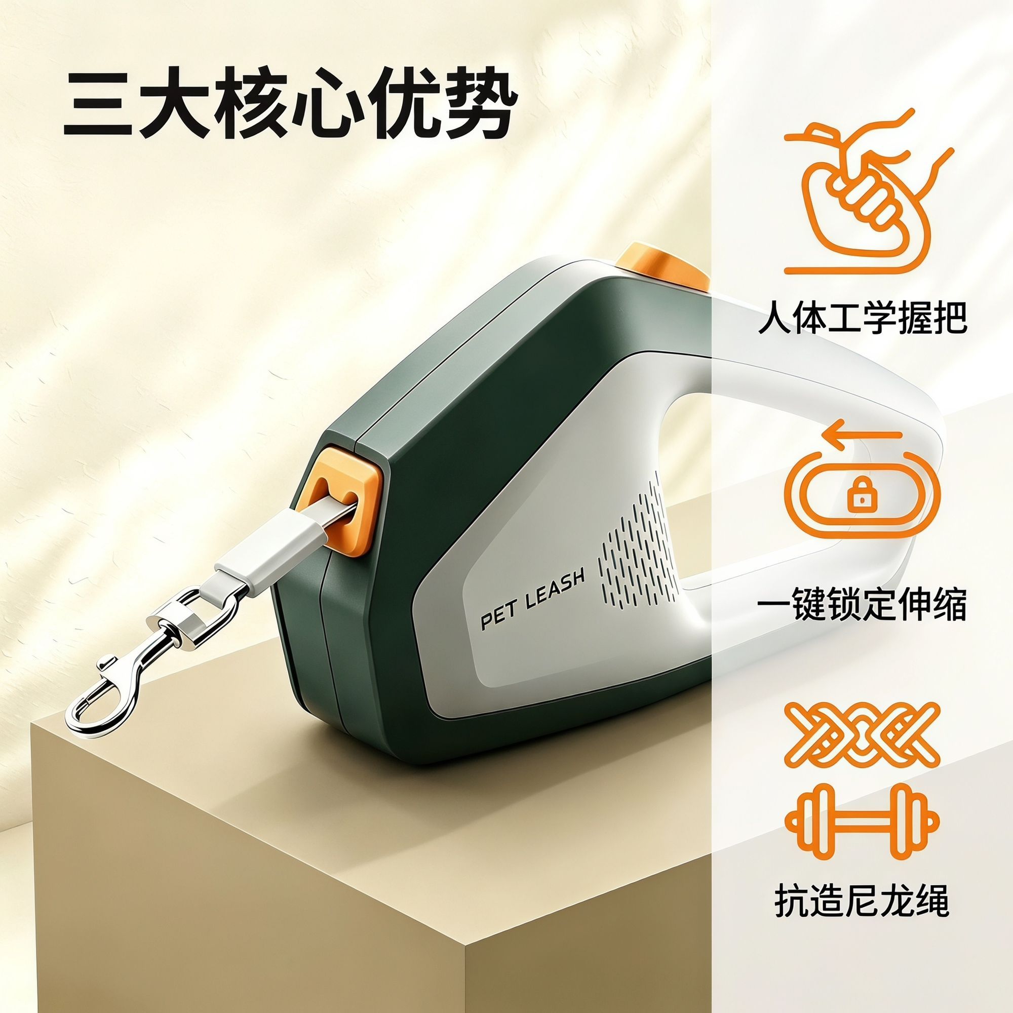 简约自动伸缩牵引绳防滑