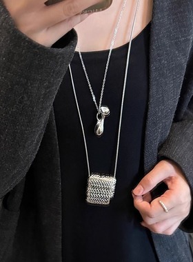 金属编织包包长款项链女韩国小众ins个性独特时尚百搭颈链毛衣链