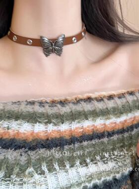 Y2K蝴蝶朋克摇滚ins多层皮质