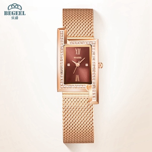 宾爵女士手表布朗尼小众轻奢女表时尚潮流小方表时尚简约石英表