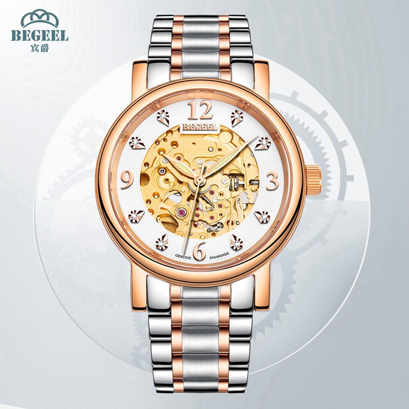 宾爵真钻男表镂空全自动机械表高级防水夜光男士手表休闲腕表男款