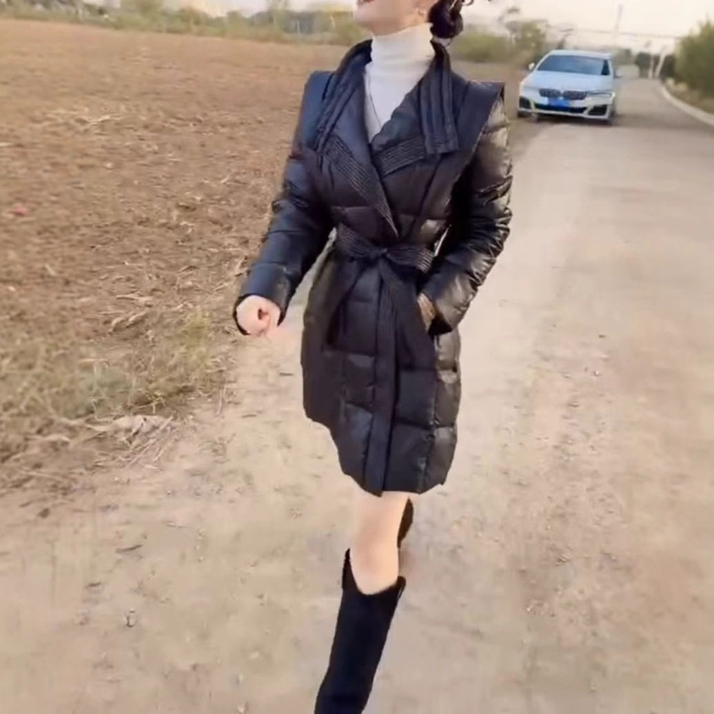 日系cherrykoko冬季新款时尚收腰显瘦中长款保暖棉服外套女