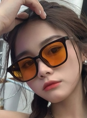 日系cherrykoko橘片潮流墨镜女时尚复古方形太阳镜个性街拍凹
