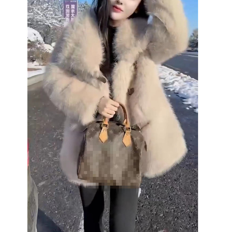 日系cherrykoko冬季新款时尚仿皮草外套洋气名媛宽松女