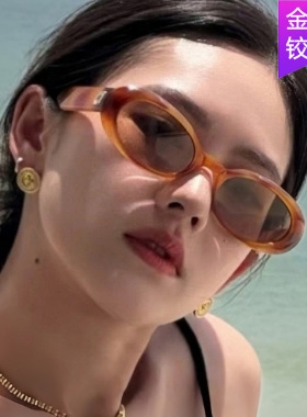 日系cherrykoko小框椭圆太阳镜新款太阳眼镜时尚复古百搭个性