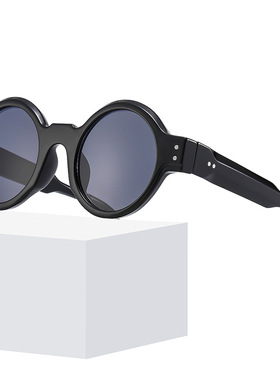 日系CherryKoko欧美经典圆形朋克休闲太阳镜时尚米钉粗腿墨镜