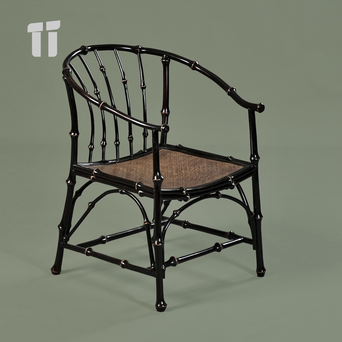 明式筇竹圈椅家具扶手椅茶室休闲椅书房靠背凳子椅子围椅