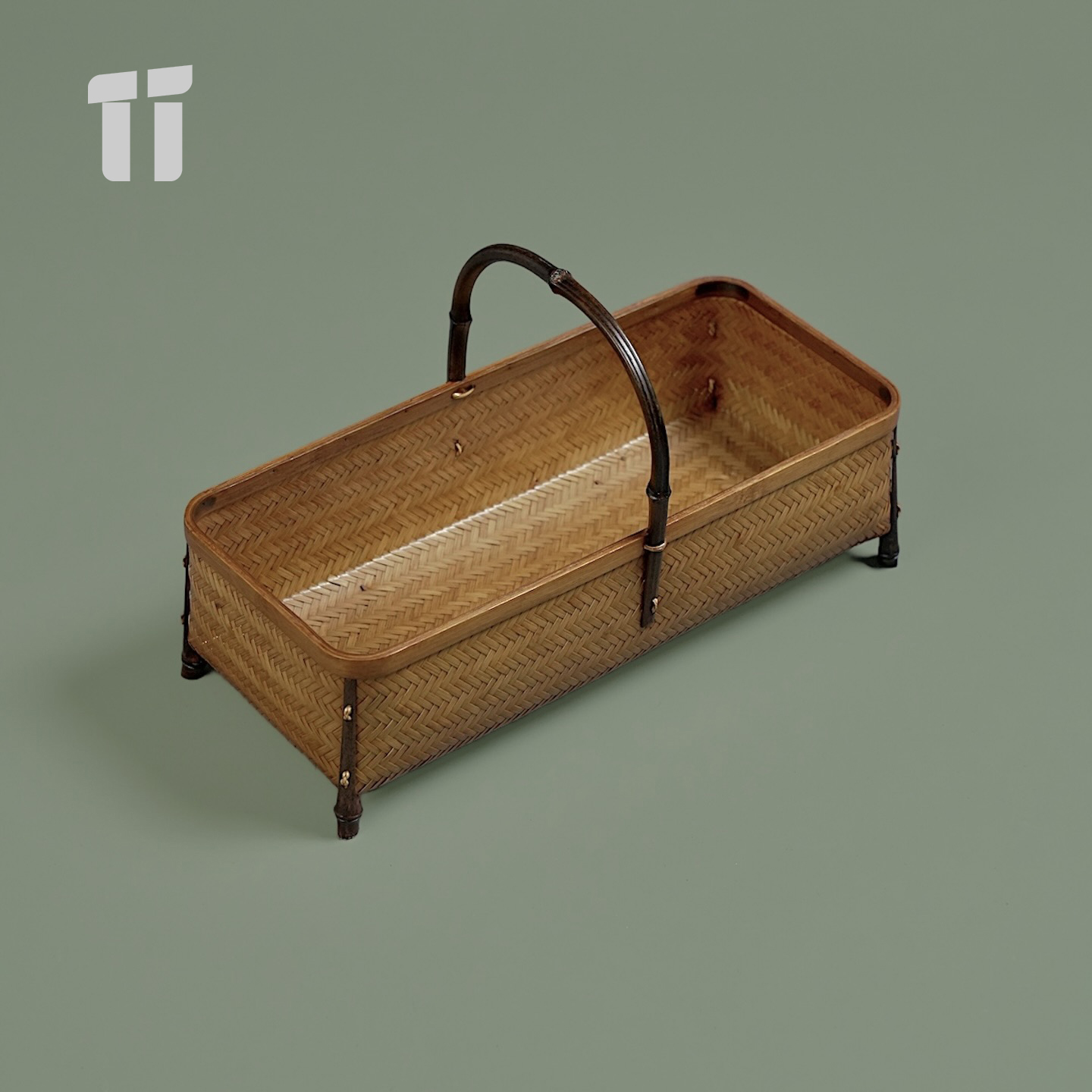 手工竹编大漆提篮中式收纳筐