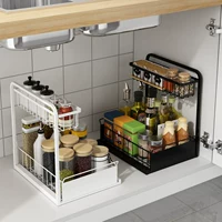 厨房下水槽置物架储物橱柜内收纳架抽拉式浴室抽屉整理架子省空间