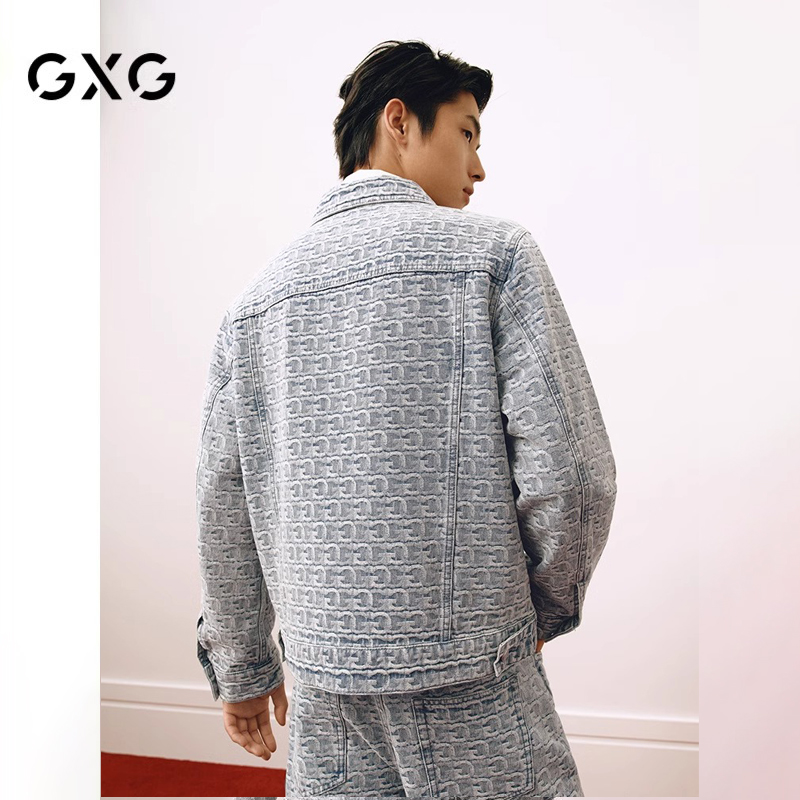 GXG男装复古提花牛仔外套25年新