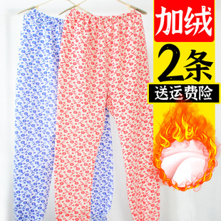 女士秋裤加绒棉秋冬厚款线衬裤加肥高腰宽松中老年棉毛裤打底绒裤