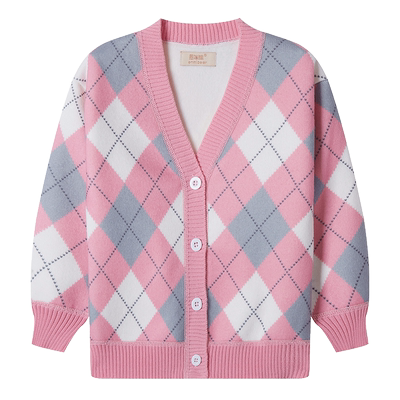 女童针织开衫秋冬装新款加绒针织衫儿童百搭上衣女孩洋气毛衣外套