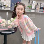 新款 秋装 中小儿童宝宝洋气春秋毛衣上衣休闲外套 秋季 女童针织开衫