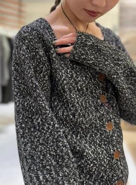 roku 6牌 日本BY高端 羊毛混纺纱 U型领口温暖舒服长袖针织开衫