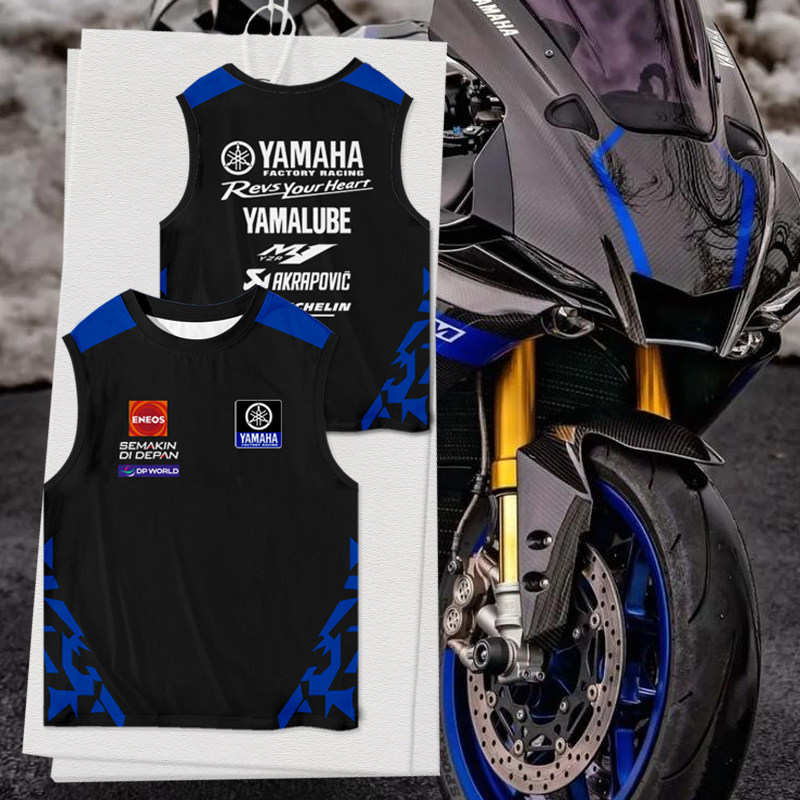 2026雅马哈motogp车队摩托车骑行赛车服冰丝速干背心男士无袖T恤