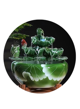 金鸡水景鱼缸陶瓷中式摆件