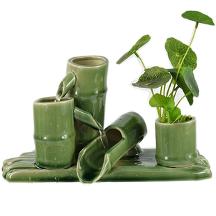 鱼缸盆增氧气泵流水族箱喷泉造景圆小型玻璃陶瓷搭配件循环家用