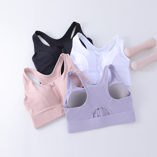 瑜伽背心女防震跑步健身文胸减震高强度支撑高强度前拉链运动内衣