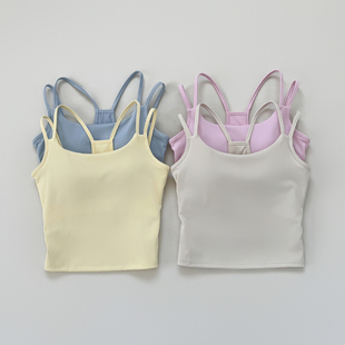 运动内衣女带胸垫一体式 防震瑜伽背心跑步健身可外穿吊带背心夏季