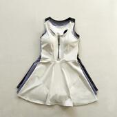 健身运动连衣裙夏季 带胸垫防走光跑步训练羽毛球网球裙 拉链一体式