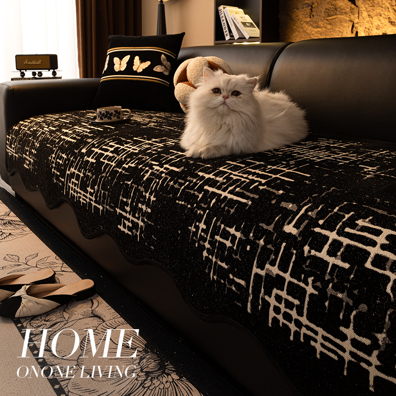 一片式雪尼尔沙发盖布2025新款皮沙发专用直排防滑沙发坐垫套罩
