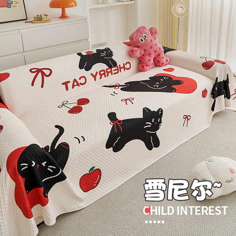 【原创设计】卡通沙发盖布巾2026新款四季通用直排防滑坐垫套罩
