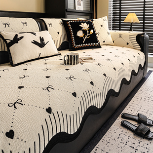 异形沙发垫四季通用2026新款固定防滑秋冬毛绒直排皮沙发坐垫盖布