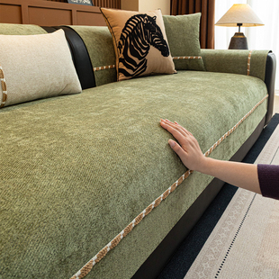 雪尼尔沙发垫盖布四季通用2026新款固定防滑防猫抓真皮沙发坐垫子