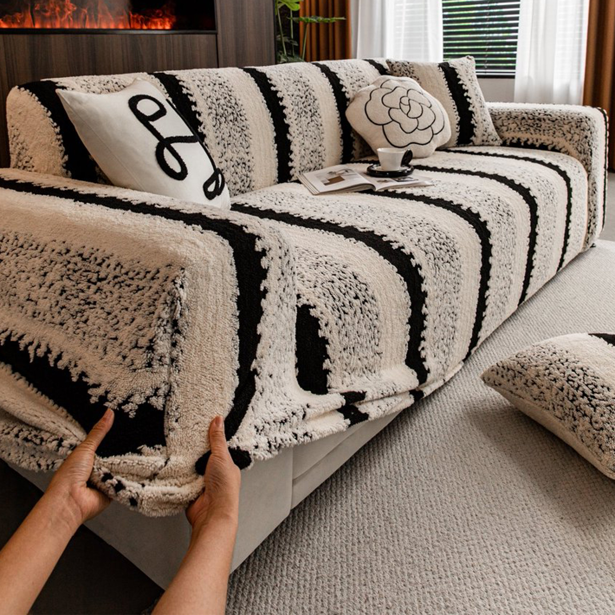 弹力保护套笠加厚毛绒沙发套罩全包2026新款四季通用防猫抓防尘套