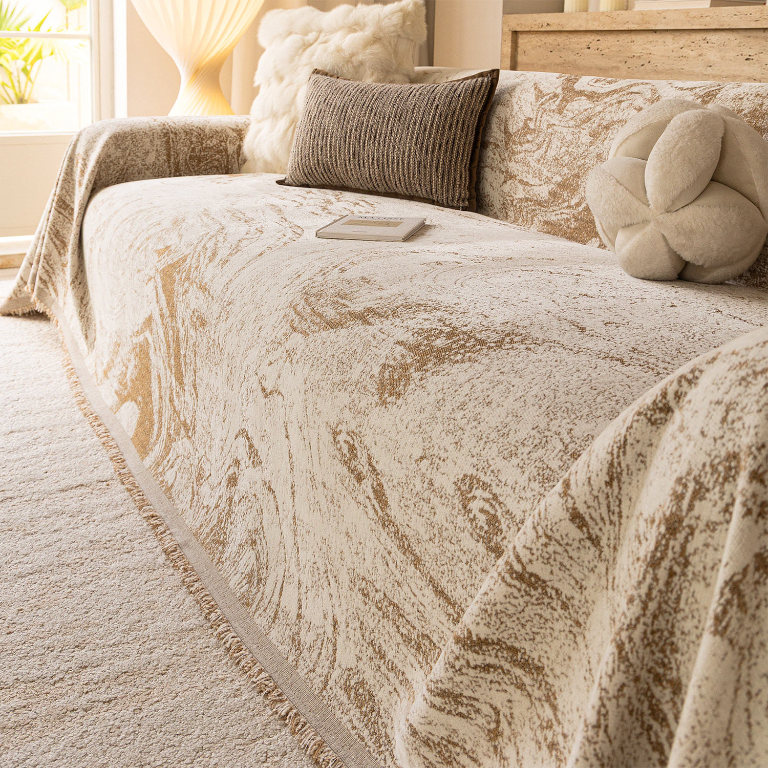 2026新款四季通用雪尼尔沙发盖布巾侘寂风高级感坐垫防滑沙发毯子