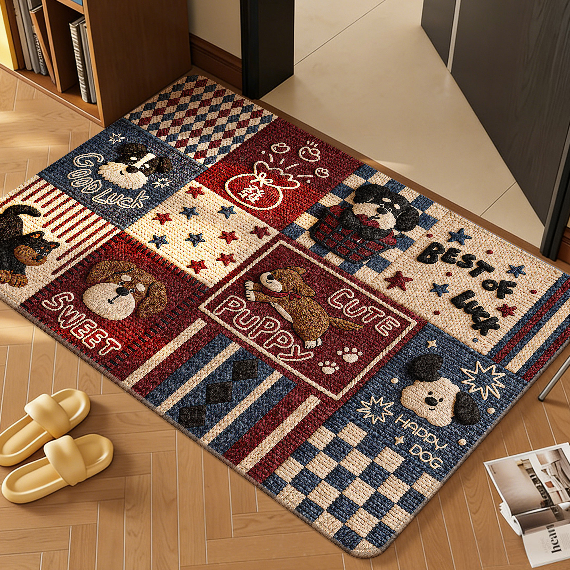 卡通复古入户门地垫进门口防滑脚垫门垫耐脏家用可裁剪玄关地毯垫