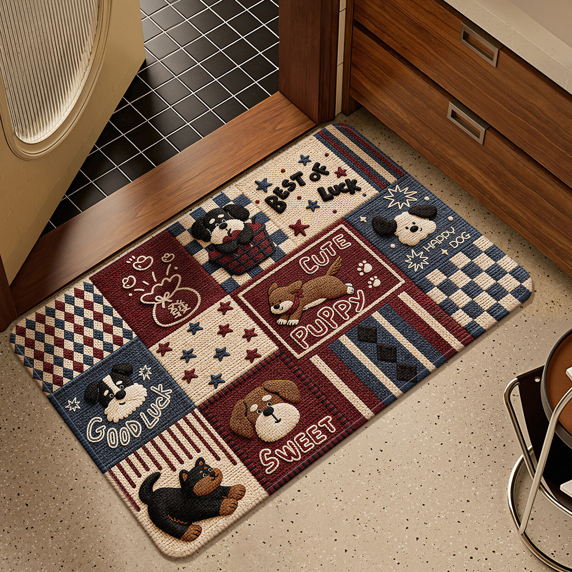 卡通亚麻浴室地垫卫生间防滑脚垫厕所门口洗手间地毯家用吸水垫子