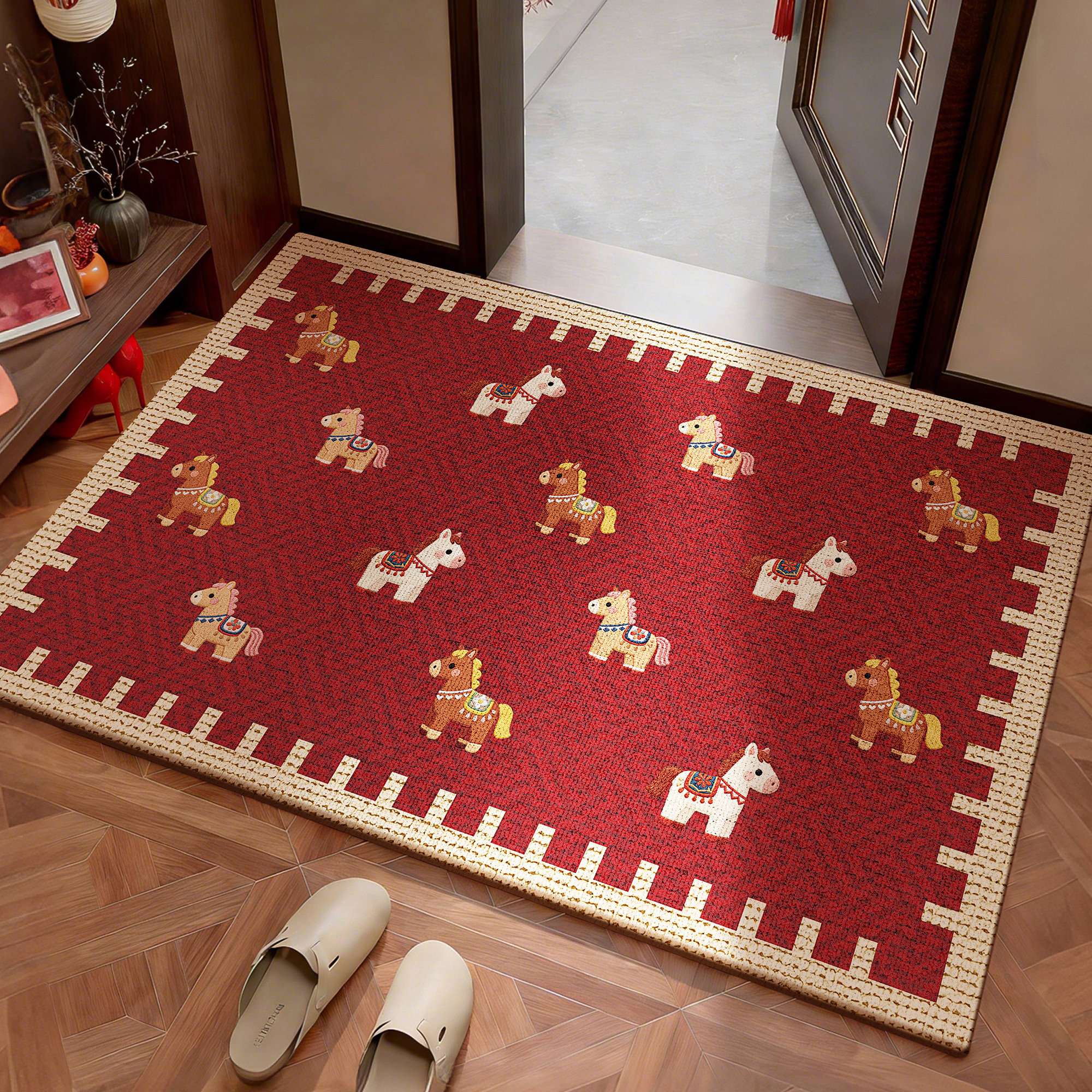 马年新年入户地垫红色高级感进门防滑垫玄关门口加厚耐脏地毯家用,居家布艺,入户地垫,淘宝优惠券,粉丝福利购,淘宝优惠卷