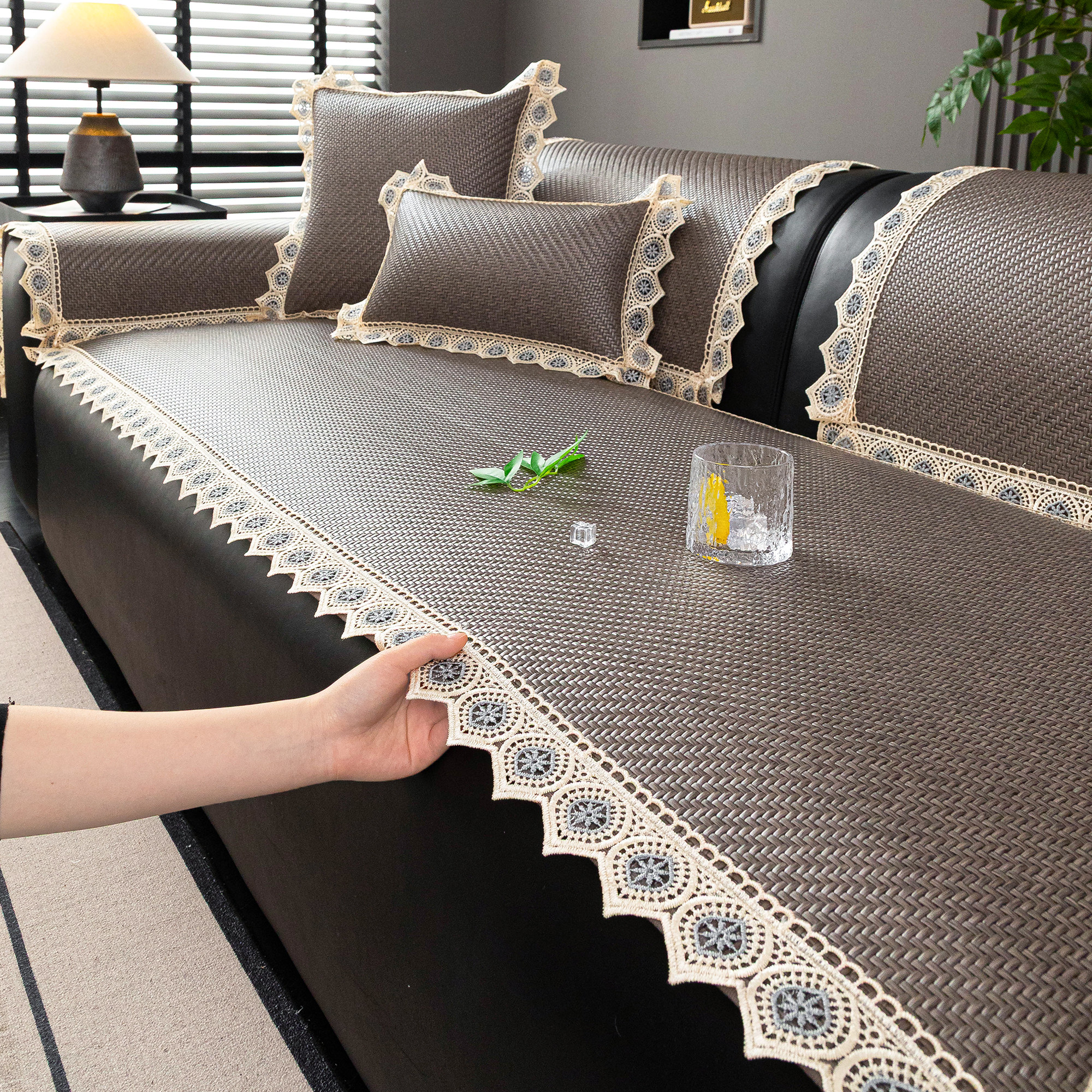 藤席沙发垫夏季凉感沙发凉席垫固定防滑冰藤夏天用沙发盖布坐垫子