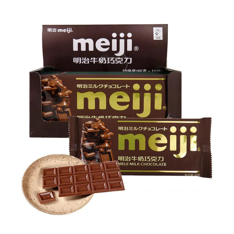 meiji明治 牛奶巧克力排块散装 65g香浓休闲纯味巧克力办公室零食