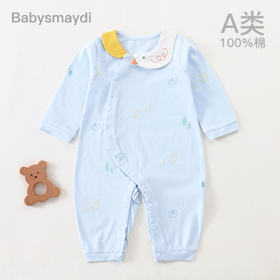 宝宝长袖纯棉连体衣夏季薄款睡衣