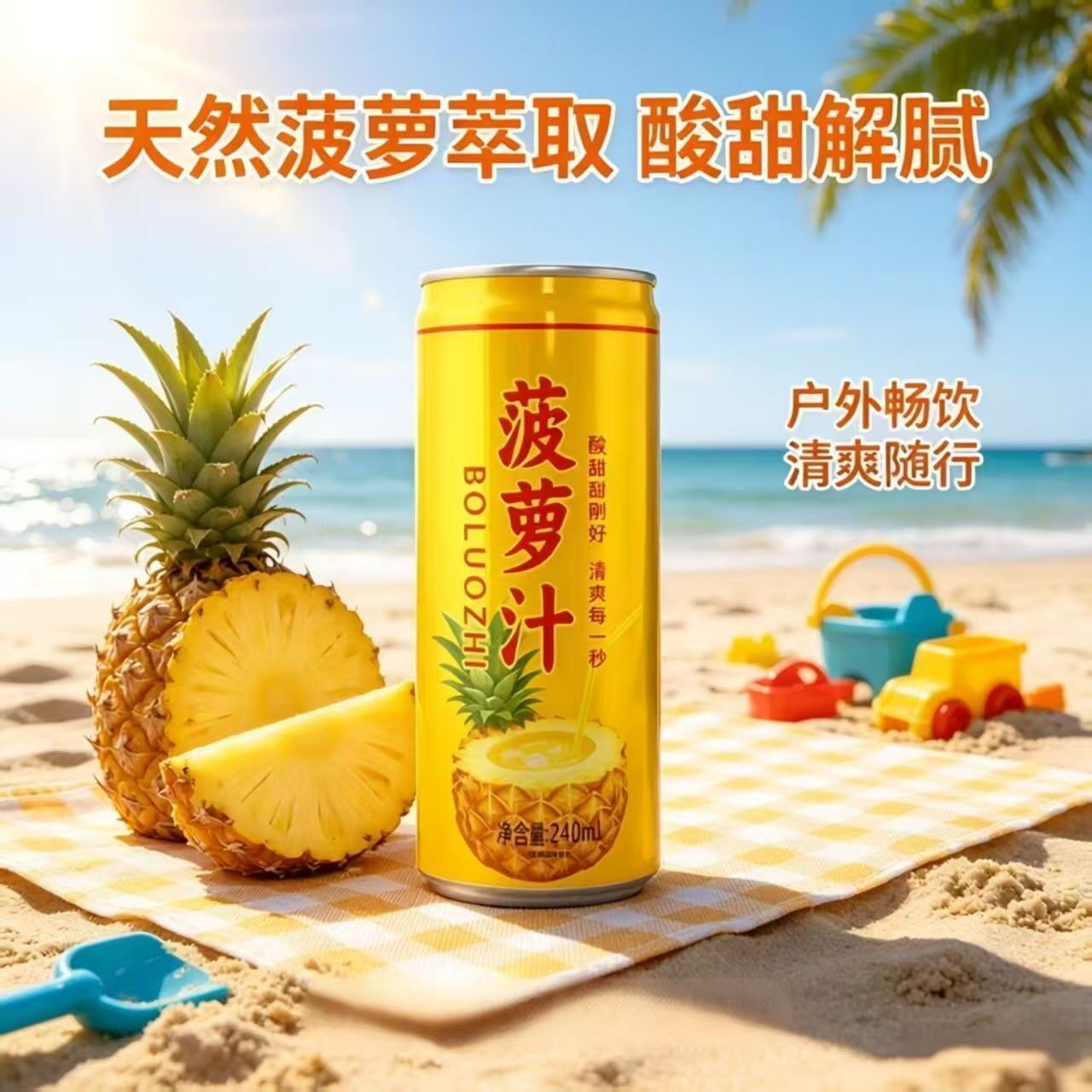 菠萝汁8罐装整箱240ml