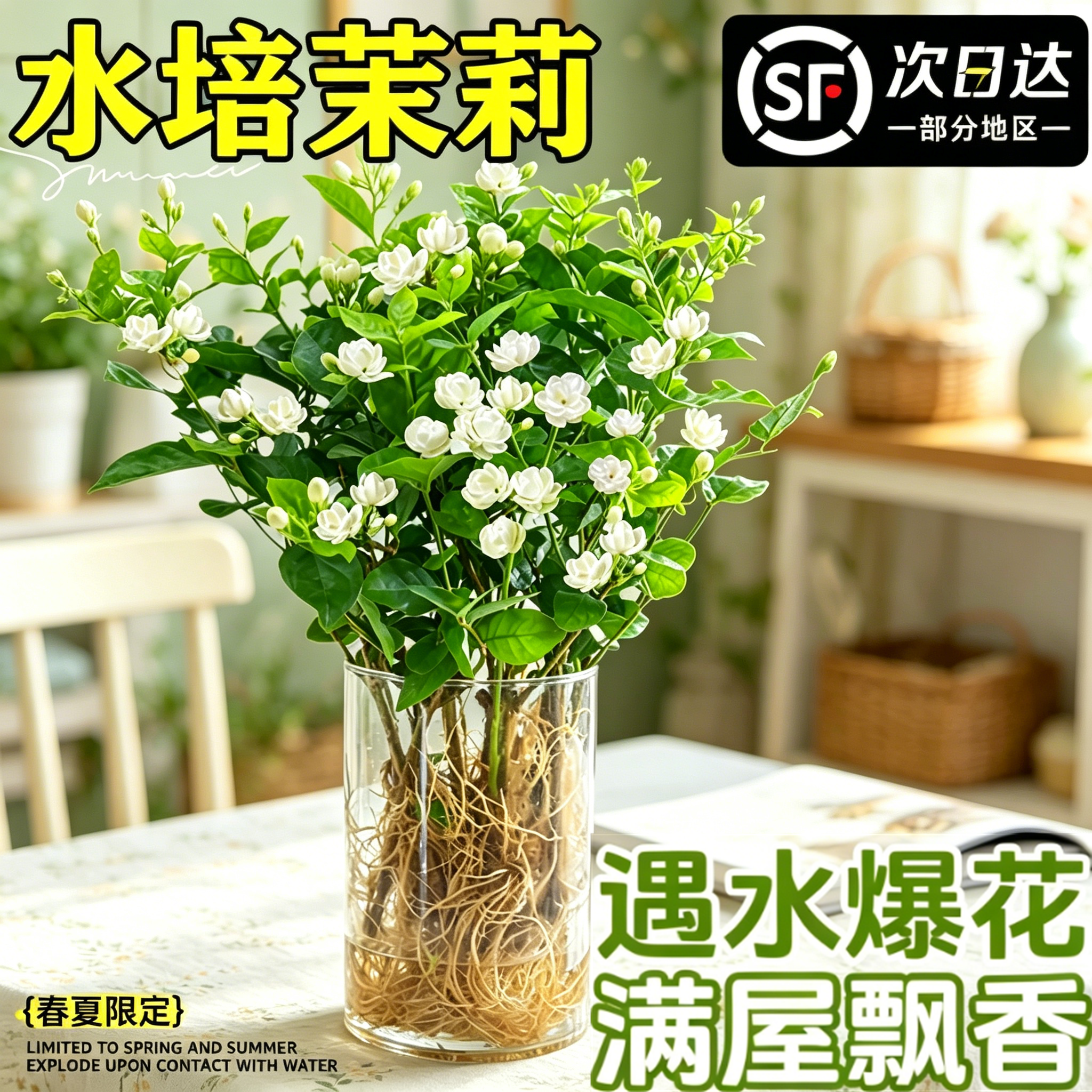 茉莉花盆栽四季常青水培植物带花苞鲜花花卉绿植室内办公室好养活
