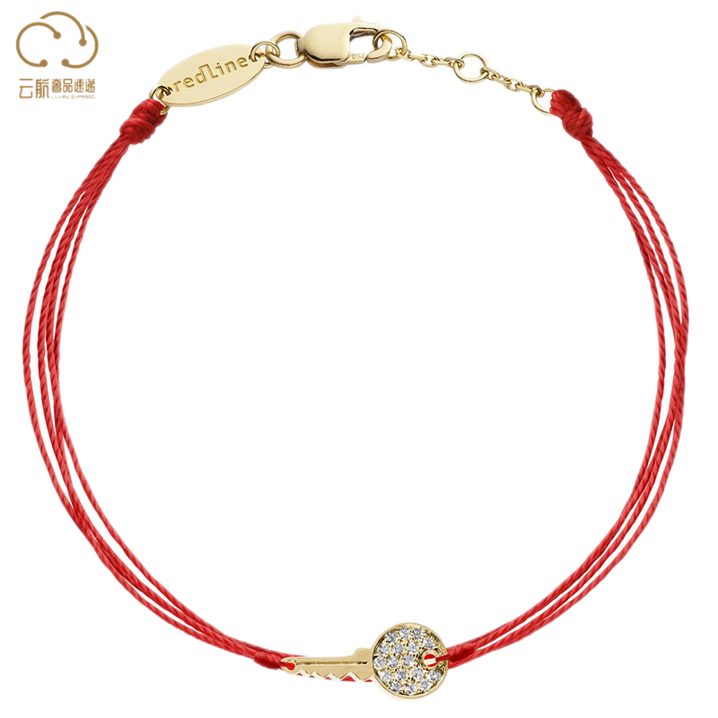 Redline红绳锐先女士手链0.085克拉钥匙圆形钻石多绳组合幸运手绳