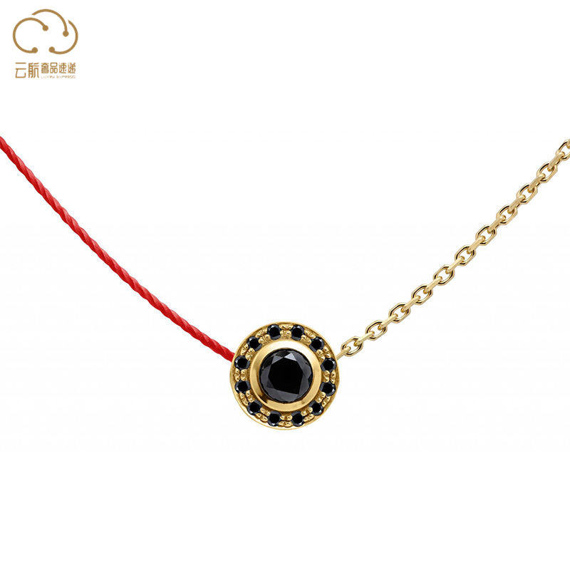 redline/红绳女士配饰时尚精致镶 0.26 克拉黑钻半链式半红线项链