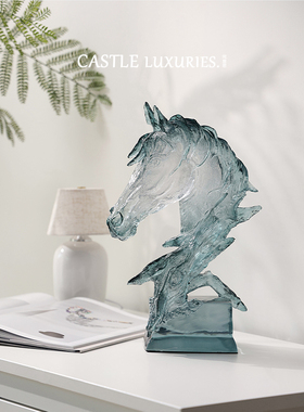 侘意思St. L@uis“龙马精神”水晶质感豪宅马头摆件开业乔迁礼物