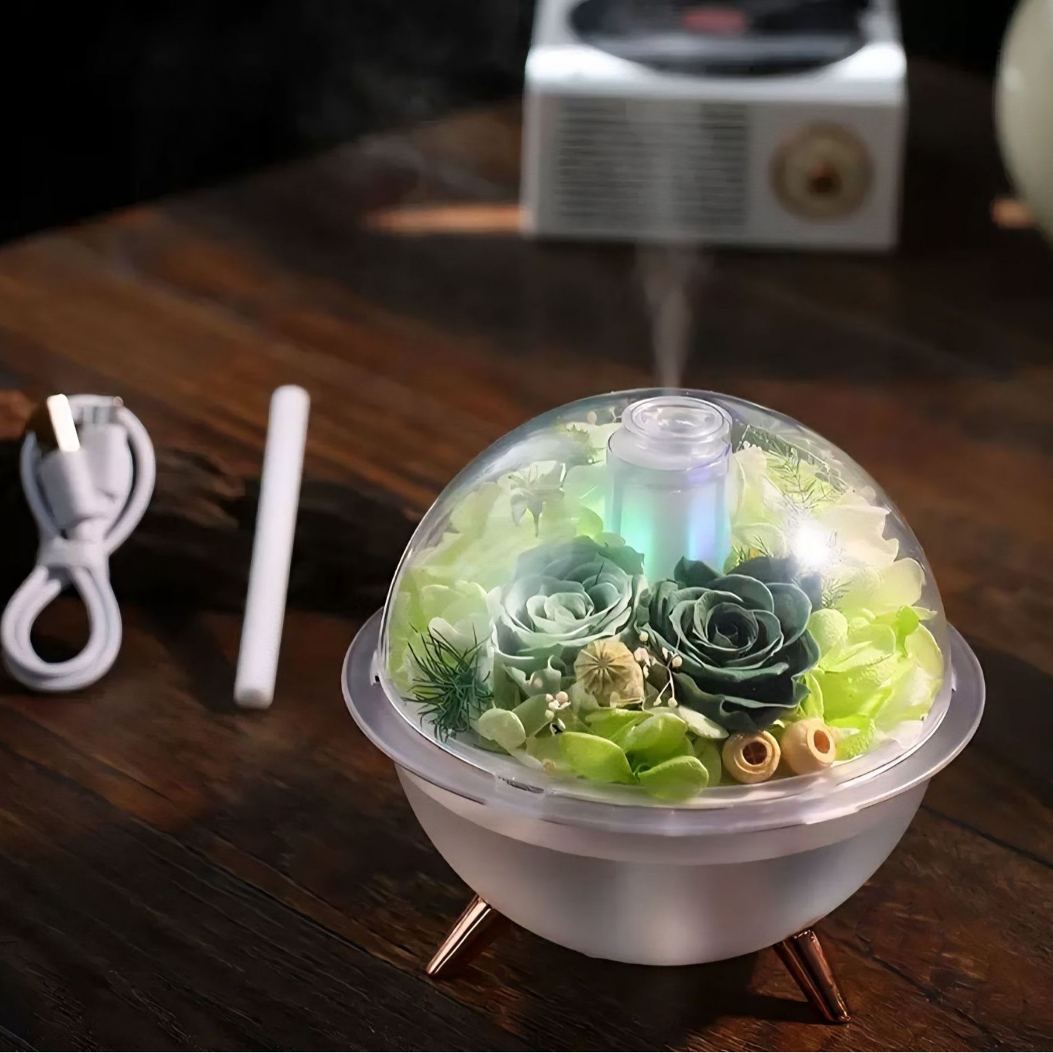 永生花加湿器氛围灯补水