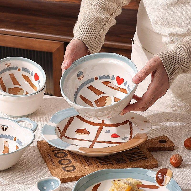 举个栗子陶瓷米饭碗菜盘