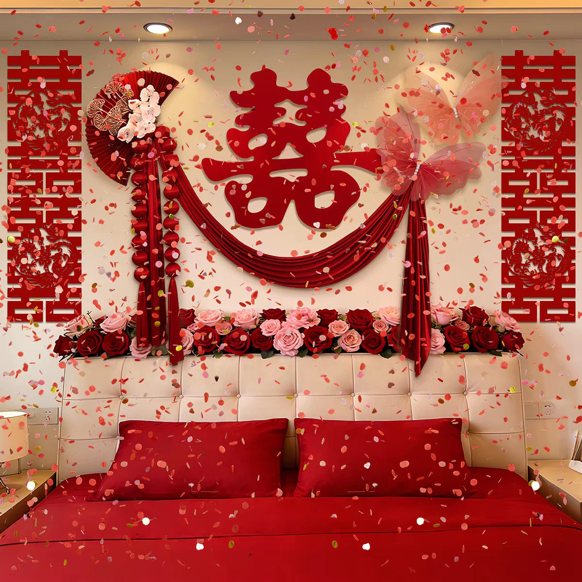 结婚床头墙面背景墙装饰