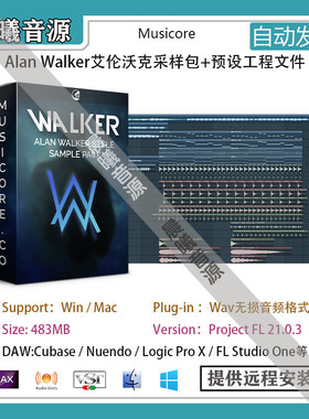 Alan Walker艾伦沃克采样包赠送预设FL Studio25工程文件电音素材