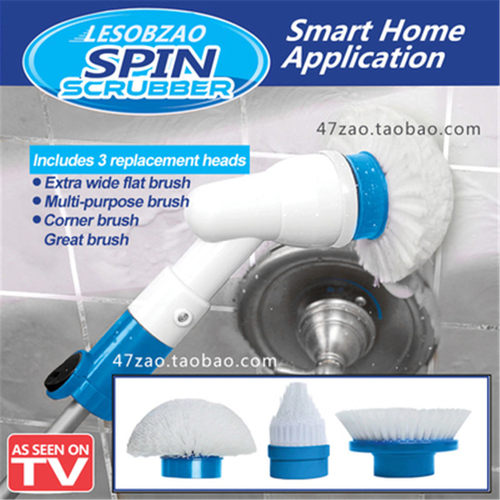 Turbo scrub 无线充电式电动D清洁刷长柄自动旋转伸缩防水清洁刷