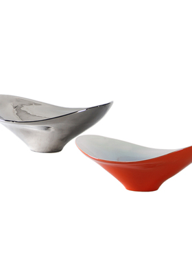 现代简约餐桌陶瓷椭圆形果盘样板房间酒H店软装饰品客厅茶几插花