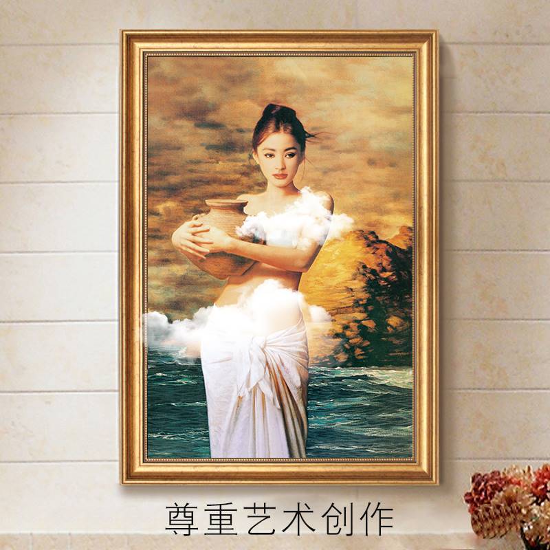 抱陶女艺术挂画美女卫生间装饰画浴室油画酒店房间免打孔世界名画