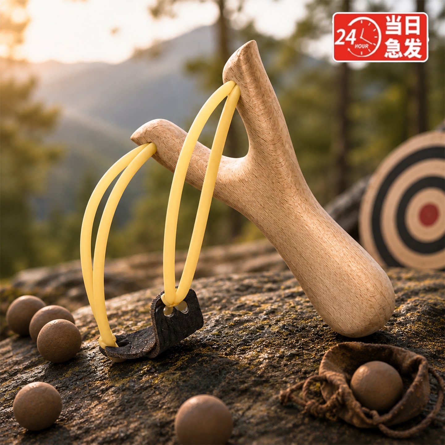 男孩木头儿童玩具弹工小孩皮筋高精度实木木叉子狙击架木质弹弓图片