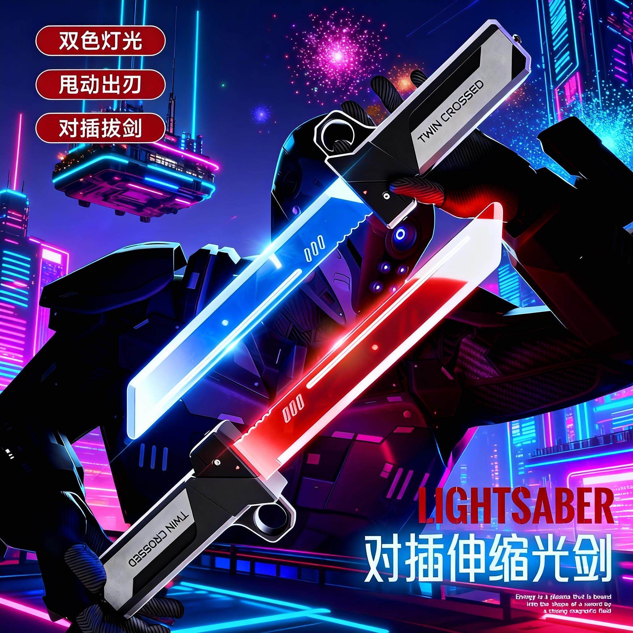 对插双刀流发光双刃伸缩光剑玩具新款男孩玩具刀剑死侍武士二合一,玩具/童车/益智/积木/模型,发光玩具,淘宝优惠券,粉丝福利购,淘宝优惠卷